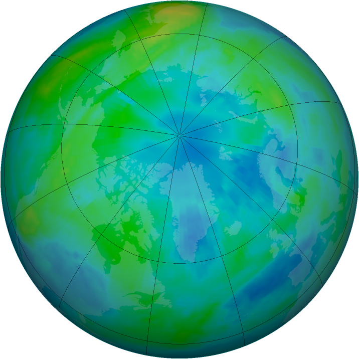 Arctic ozone map for 11 October 1997